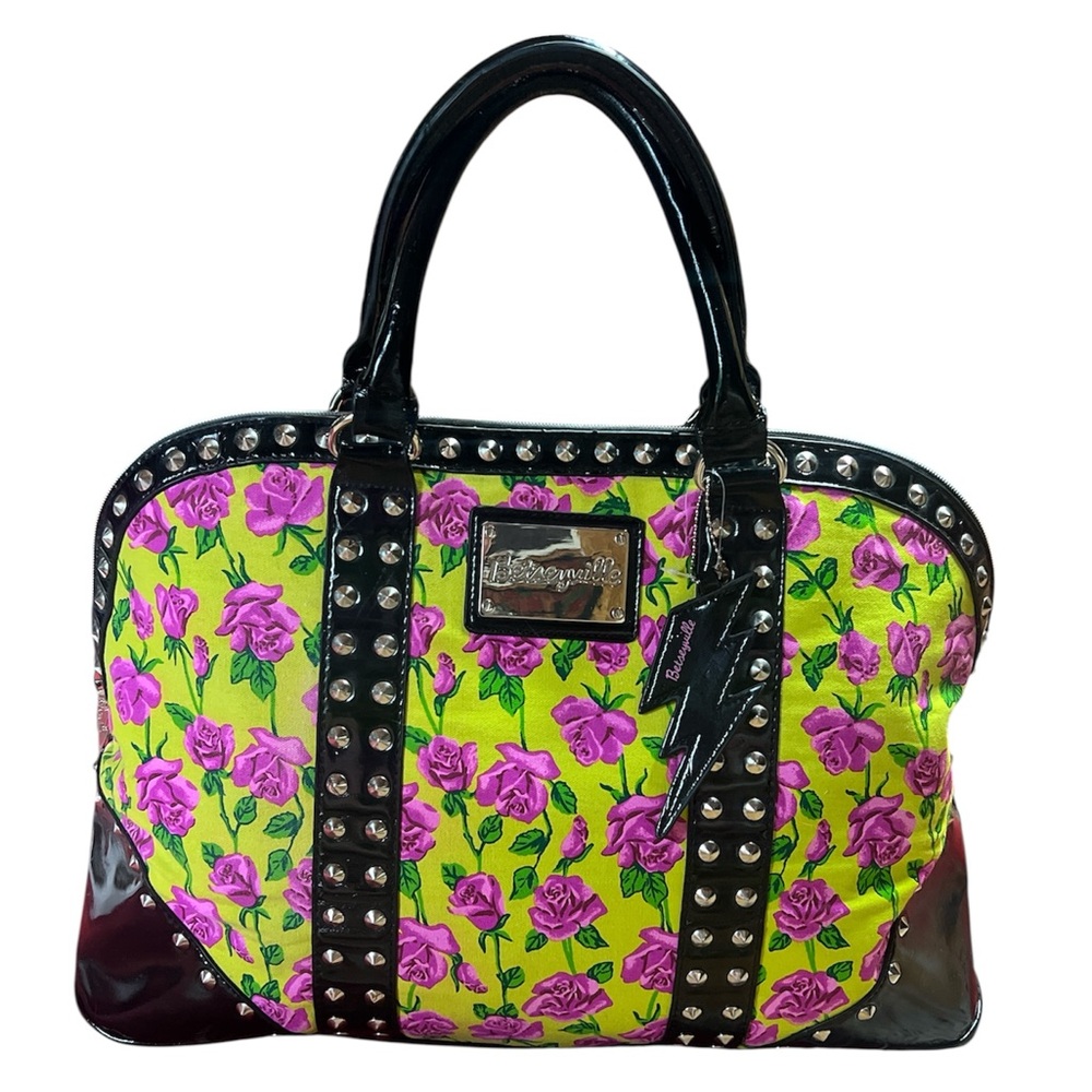 Y2K Betsy Johnson Betseyville Vintage Mini Vibrant Rose Studded Duffle NWOT